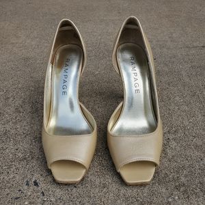 Rampage peep toe tan pumps, Size 6.5